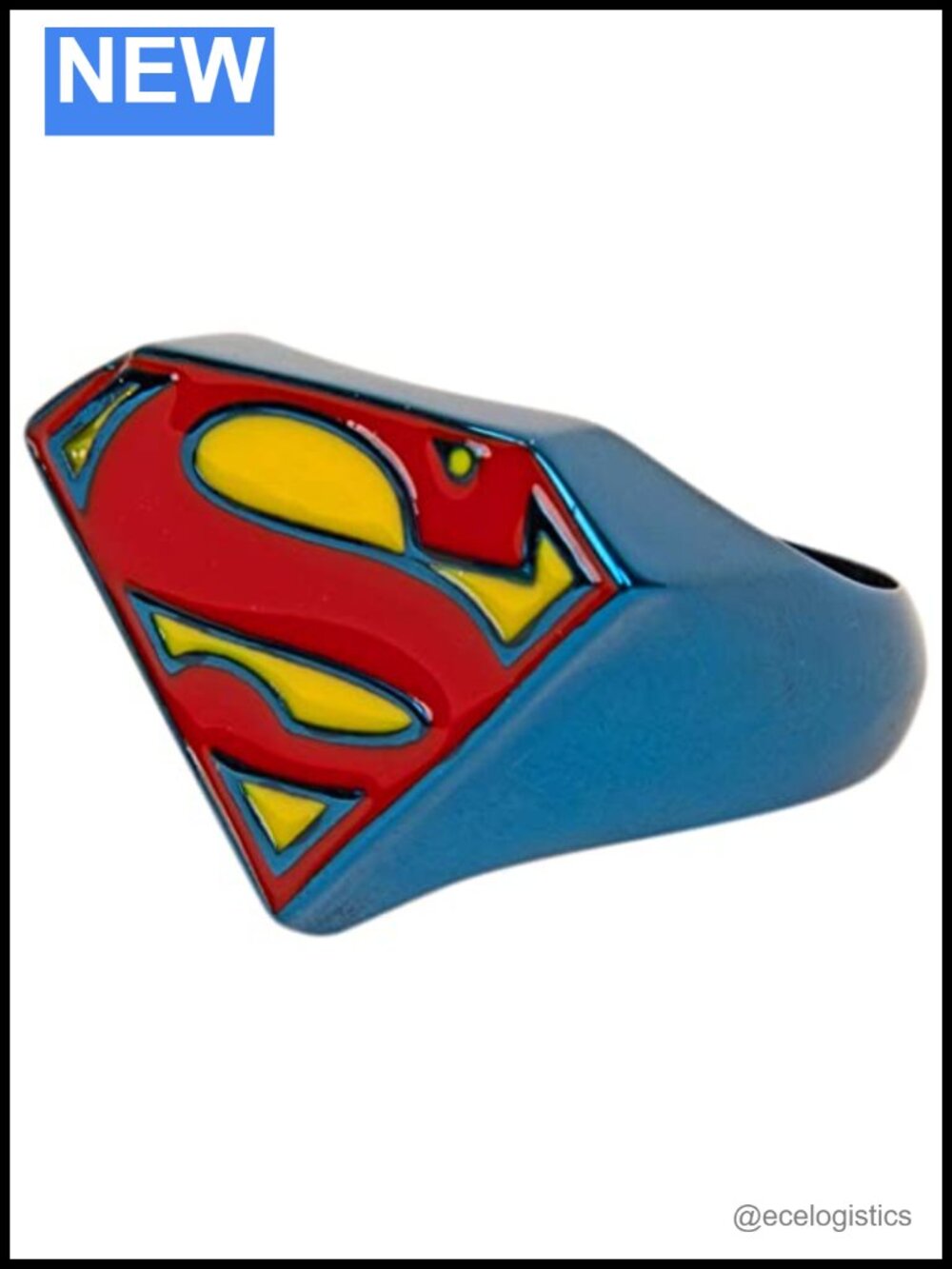 Superman Symbol Blue Power Ring Signet Style Size 11